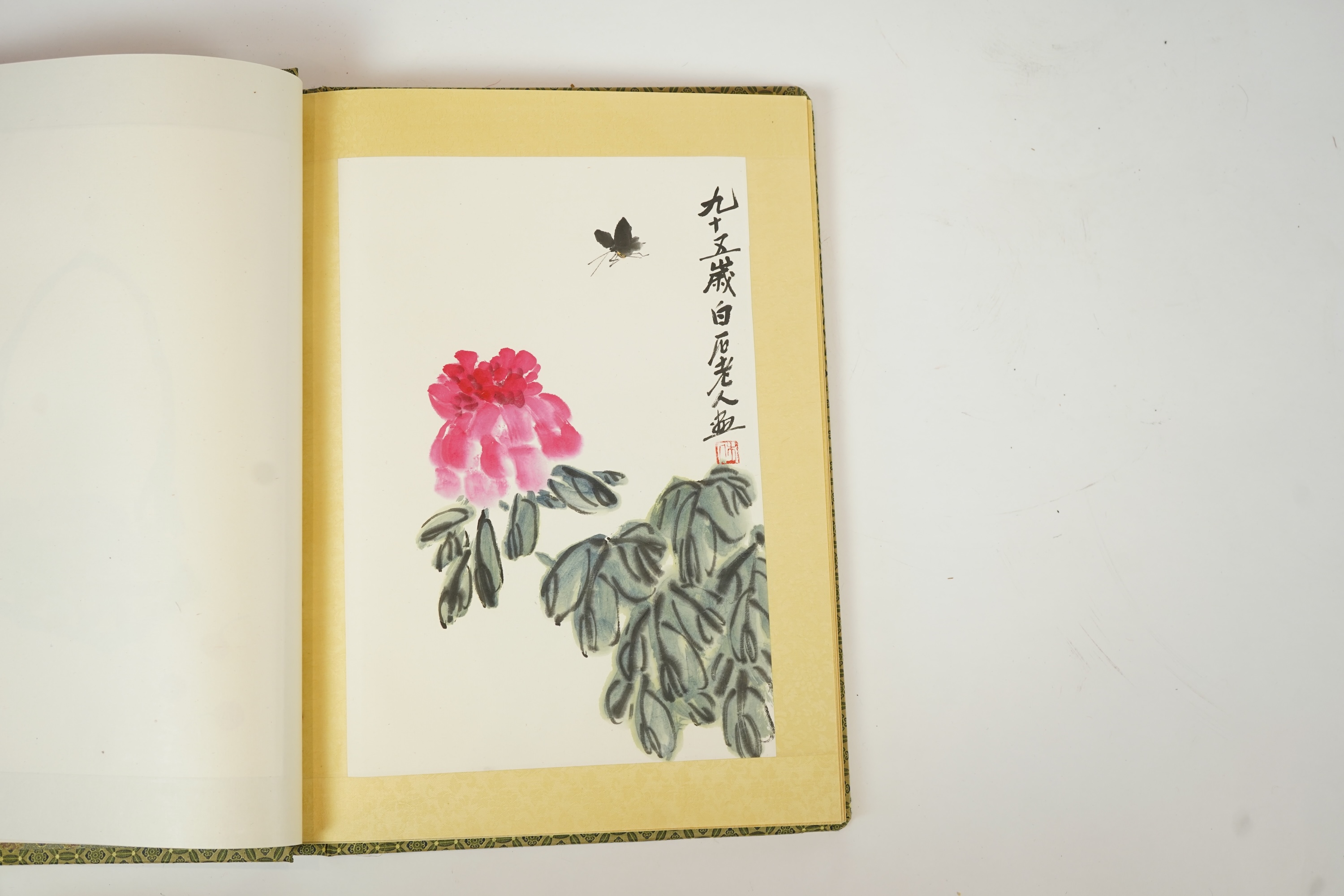 After Qi Baishi , (1864-1957), Album of 38 large woodblock prints, each image 39cm x 26.5cm